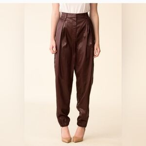NWT- Tibi burgundy Liquid Drape ankle zip Pant Size 12